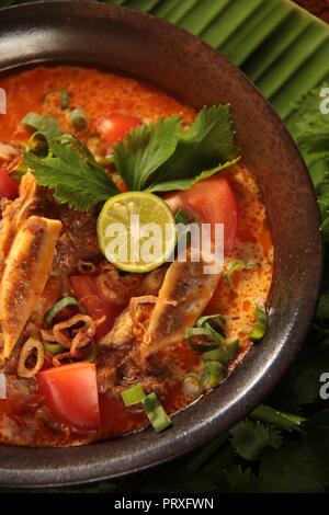 Soto Tangkar. Costate di manzo e latte di cocco zuppa da Betawi, Jakara Foto Stock