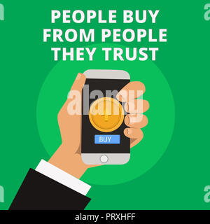 Conceptual la scrittura a mano che mostra mostra acquista da dimostrare che la fiducia. Business photo testo creando un clima di fiducia e soddisfazione del cliente. Foto Stock