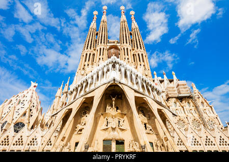 Barcellona, Spagna - Ottobre 03, 2017: la Sagrada Familia è una chiesa cattolica a Barcellona, progettato dall architetto catalano Antoni Gaudí Foto Stock