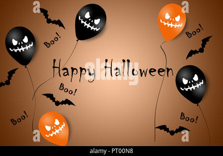 Banner di Halloween con Halloween Ghost palloncini. Scary aria palloncini. Illustrazione. Pattern Foto Stock