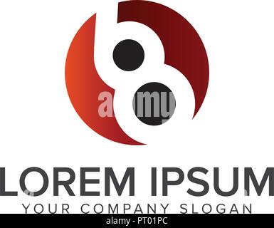 Numero 6 e 8 logo design modello di concetto Illustrazione Vettoriale