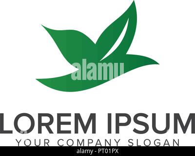 Leaf bird logo design modello di concetto Illustrazione Vettoriale