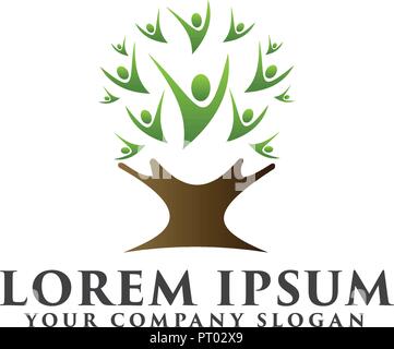 Tree persone logo. Loghi naturale concept design Illustrazione Vettoriale