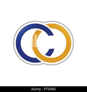 CO Lettermark iniziali Oro Blu simbolo vettore Logo grafico del modello di progettazione Illustrazione Vettoriale
