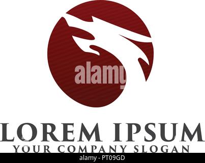 Dragon logo. cerchio il concept design template Illustrazione Vettoriale