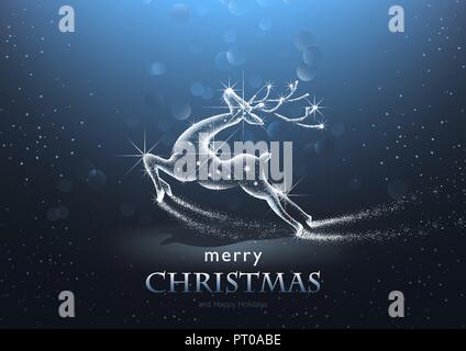 Sfondo di natale con cervi stellato Illustrazione Vettoriale