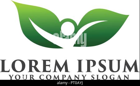 Paesaggio persone logo design modello di concetto Illustrazione Vettoriale