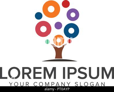 Albero logo cerchio. arte e design, animazione logo design modello di concetto Illustrazione Vettoriale