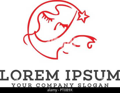 La madre e il bambino logo. baby care logo design modello di concetto Illustrazione Vettoriale