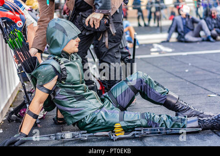 Roma, Italia, 5 ottobre 2018. Raduno annuale per il miglior fumetto e videogioco festival di vertice. Cosplayers, anime e i giocatori e i temi di Halloween. Foto Stock