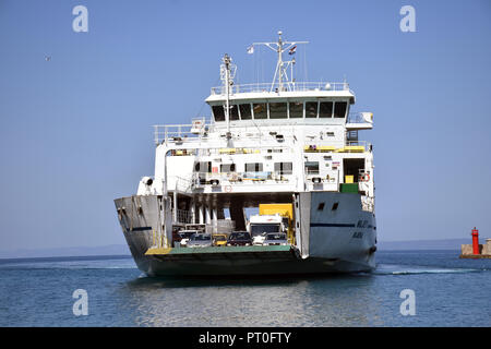 Linea Jadrolinija, Makarska (a) Brac Croazia, Sep 2018 Foto Stock