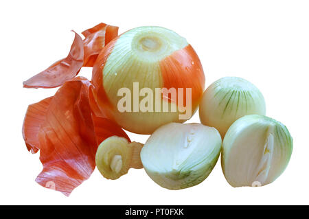 Capo napiform cipolle, cipolle puliti dalla buccia di cipolla a fette Foto Stock