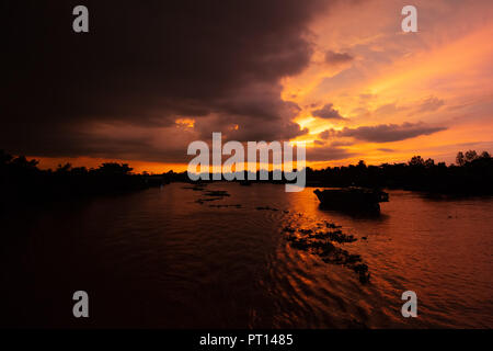 Il fiume Mekong Tramonto Foto Stock