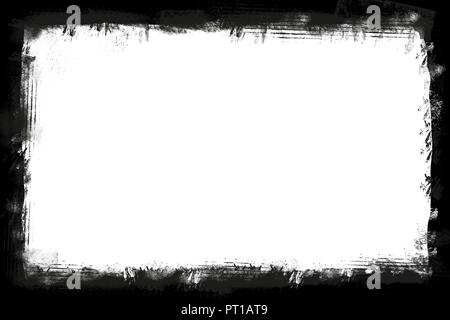 Nero bordo strappato telaio su sfondo bianco immagine orizzontale con copia spazio per la scrittura Foto Stock