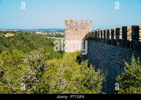 Bastioni del castello a Castelo de Obidos, Distretto di Leiria, Pinhal Litoral, Portogallo Foto Stock