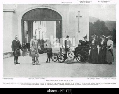 Visita del Tsar Nicholas II (ultimo imperatore di Russia) e sua moglie Alexandra Feodorovna, Alix di Hesse, al castello di Balmoral, Scozia, come gli ospiti della regina Victoria, 1896 Foto Stock