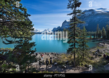 Il Lago Maligne, Jasper NP, Alberta, Canada Foto Stock