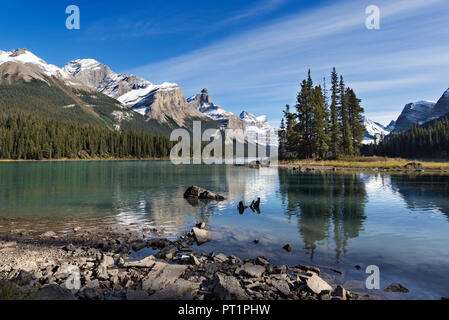 Il Lago Maligne, Jasper NP, Alberta, Canada Foto Stock