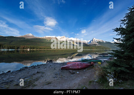 Il Lago Maligne, Jasper NP, Alberta, Canada Foto Stock
