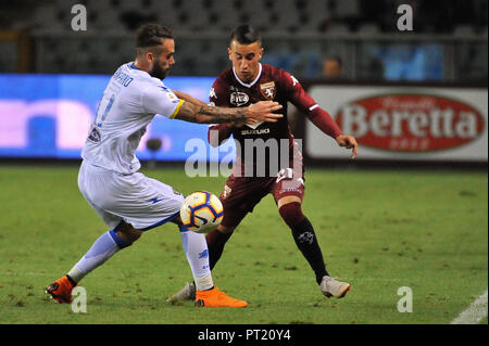 Torino, Italia. 05 ott 2018. Alejandro Berenguer (Torino FC) durante la Serie A TIM partita di calcio tra Torino FC e SSC Frosinone calcio allo Stadio Grande Torino il 5 ottobre, 2018 a Torino, Italia. Credito: FABIO PETROSINO/Alamy Live News Foto Stock