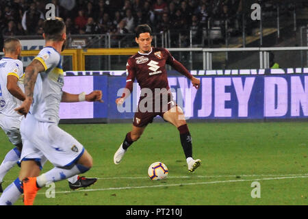 Torino, Italia. 05 ott 2018. Sasa Lukic (Torino FC) durante la Serie A TIM partita di calcio tra Torino FC e SSC Frosinone calcio allo Stadio Grande Torino il 5 ottobre, 2018 a Torino, Italia. Credito: FABIO PETROSINO/Alamy Live News Foto Stock