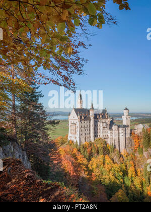 Il Castello di Neuschwanstein, Schwangau, Ostallgäu, Schwaben, Baviera, Germania Foto Stock