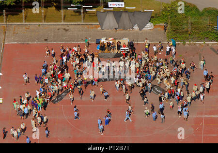 Foto aerea, Tedesco Associazione Scout Sankt Georg, DPSG, International Scout camp, ruhrjamb.2010, Capitale europea della cultura, la Ruhr.2010, passare a 10 - scouting cultura, Scout dal Metropole Ruhr, Essen Sportpark am Hallo, Essen, la zona della Ruhr, Renania del Nord - Westfalia, Germania, Europa Foto Stock