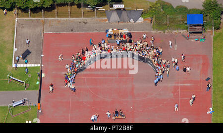 Foto aerea, Tedesco Associazione Scout Sankt Georg, DPSG, International Scout camp, ruhrjamb.2010, Capitale europea della cultura, la Ruhr.2010, passare a 10 - scouting cultura, Scout dal Metropole Ruhr, Essen Sportpark am Hallo, Essen, la zona della Ruhr, Renania del Nord - Westfalia, Germania, Europa Foto Stock