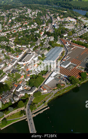 Seseke, afflusso al Lippe, Brook, vista aerea, ring road, Kettwig, Ruhr, Essen, la zona della Ruhr, Renania settentrionale-Vestfalia, Germania, Europa Foto Stock