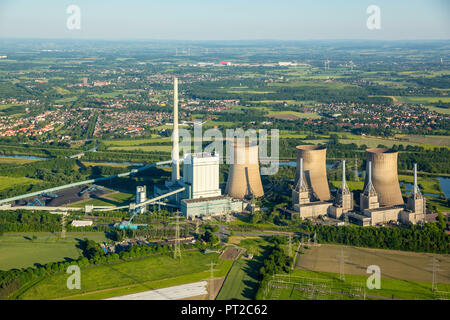 Gersteinwerk, Inogy, RWE Power, centrali a carbone vegetale in Werne-Stockum sul confine della città di Hamm, Datteln-Hamm-Kanal, Werne, zona della Ruhr, Renania settentrionale-Vestfalia, Germania, Europa Foto Stock