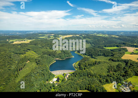 Diga Hasper, dam parete, Hasper Bach, Ennepetal, la zona della Ruhr, Nord Reno-Westfalia, Germania Foto Stock