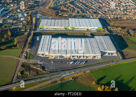 Logport IV, Duisport, Logport Ruhr GmbH, Duisburger Hafen AG, posizione logistica, magazzini, Kamp-Lintfort, la zona della Ruhr, Basso Reno, Nord Reno-Westfalia, Germania Foto Stock