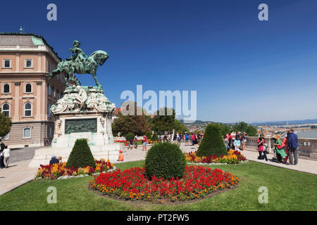 Statua equestre del principe Eugenio di Savoia, il Castello di Buda, il quartiere del Castello di Buda, Budapest, Ungheria Foto Stock