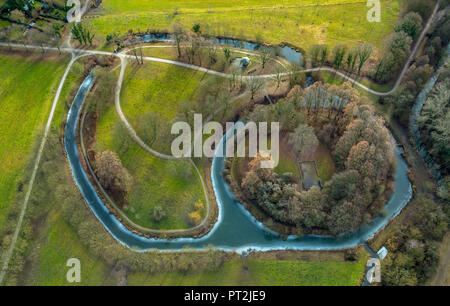 Castle Hill Mark in inverno, fortificazione medievale, Hamm, la zona della Ruhr, Nord Reno-Westfalia, Germania Foto Stock