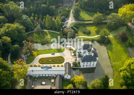 Hünxe, castle hotel Gartrop, Blumraths Ristorante, Gartrop Castello, moated castle, luogo dell'evento, la zona della Ruhr, Basso Reno, Germania, Europa Foto Stock