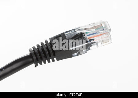 Nero cavo di rete plug , vista ravvicinata. Foto Stock