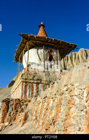 Il Nepal, l'Himalaya, Mustang distretto, Annapurna circuito, Mustang Superiore Trek, Kali Gandaki, Tangye, Chorten, Foto Stock