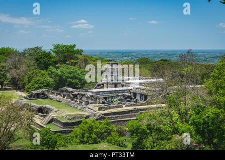 Vista sulle rovine di Palenque, Messico Foto Stock