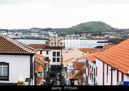 Vista su Praia da Vitória sulle Azzorre isola Terceira Foto Stock