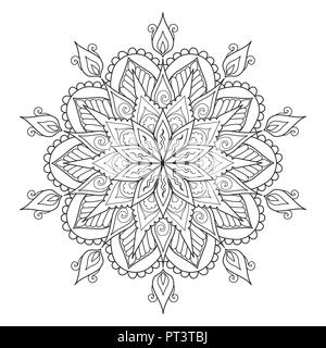 Mandala design per elemento di design e di colorazione pagina del libro per anti-stress. Illustrazione Vettoriale Illustrazione Vettoriale
