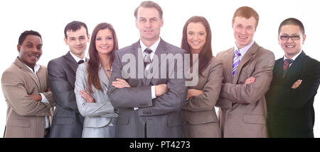 Concetto di lavoro di squadra: un leader e un team di like-minded professionisti Foto Stock