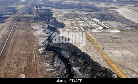 Brown della miniera di carbone di Garzweiler RWE vicino a Grevenbroich, Rhenish carbone marrone campo, Renania settentrionale-Vestfalia, Germania Foto Stock