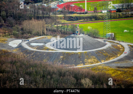 Halde Rhein-Elbe con il Himmelstreppe, Himmelsleiter, artwork da Herman Prigann a Gelsenkirchen, zona della Ruhr, Nord Reno-Westfalia, Germania Foto Stock