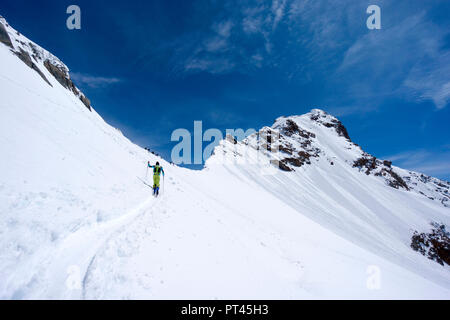 Sci alpinismo sul Monte Disgrazia, Predarossa, Val Masino, provincia di Sondrio, Lombardia, Italia Foto Stock