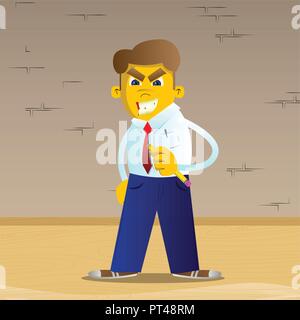 Uomo di colore giallo per iscritto con la matita. Vettore illustrazione del fumetto. Illustrazione Vettoriale