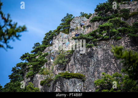 Beehive scogliere Trail, Beehive escursione in montagna, parco nazionale di Acadia, Maine, Stati Uniti d'America Foto Stock