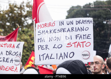 Roma, Italia. 06 ott 2018. La prima manifestazione unitaria di tutta italiana del settore culturale in Roma, frequentato da personalità del mondo del teatro, cinema e intrattenimento in Italiano Credito: Matteo Nardone/Pacific Press/Alamy Live News Foto Stock