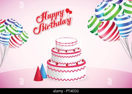 Felice Festa di Compleanno template vettoriale background di design Illustrazione Vettoriale