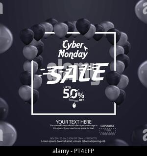 Cyber lunedì vendita Banner template vettoriale Design Illustrazione Vettoriale