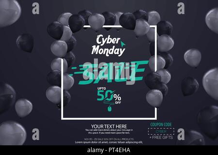 Cyber lunedì vendita Banner template vettoriale Design Illustrazione Vettoriale
